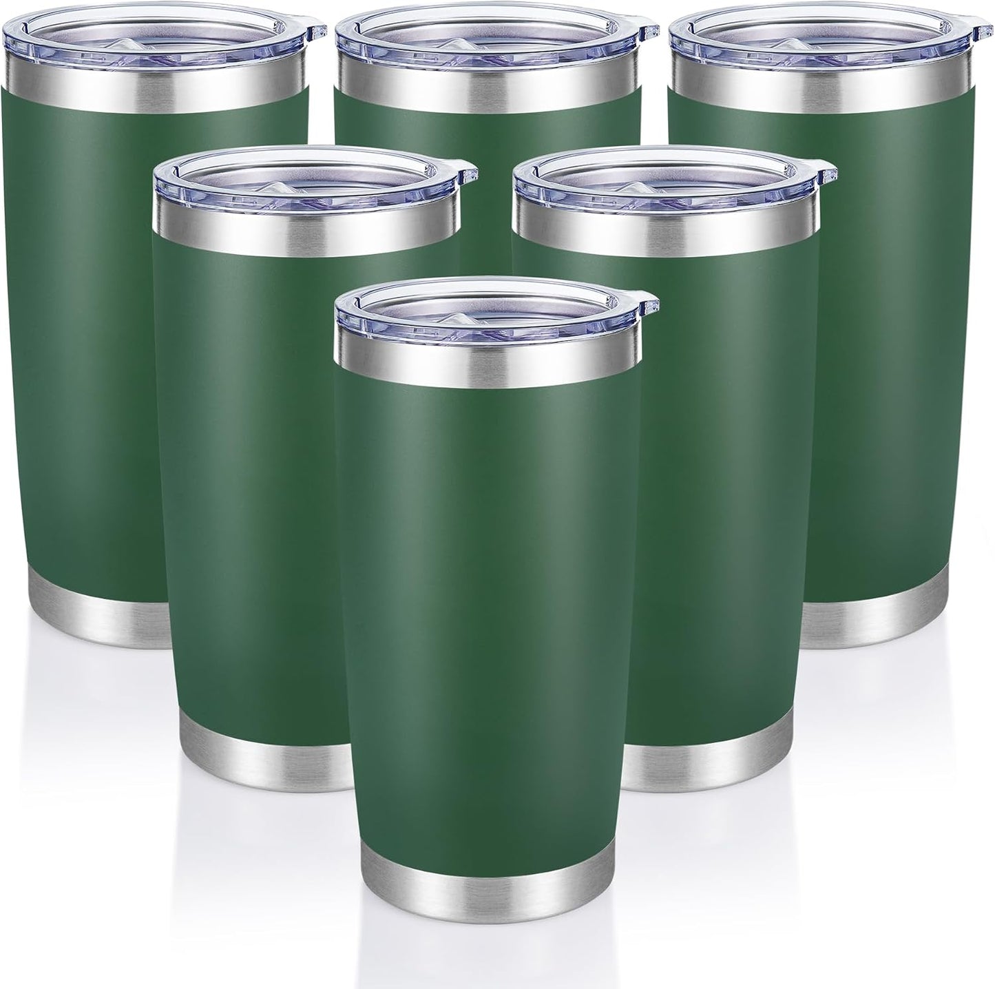 20 Tumblers Bulk Stainless Steel Tumbler with Lid Double Wall Vacuum Insulated Coffee Mug 20oz Powder Coated Cup for Hot and Cold Drinks, Black, 12 pack