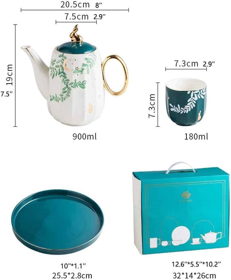 Tea Set Tea Cups Teapot Set 6-Piece Tea Set Ceramic Coffee Tea Sets Green Cup Pot Tray Water Decoration Household Kitchen Supplies Teacup Set Tea Cup Set Tea Pot Set Coff,Green-6pcs
