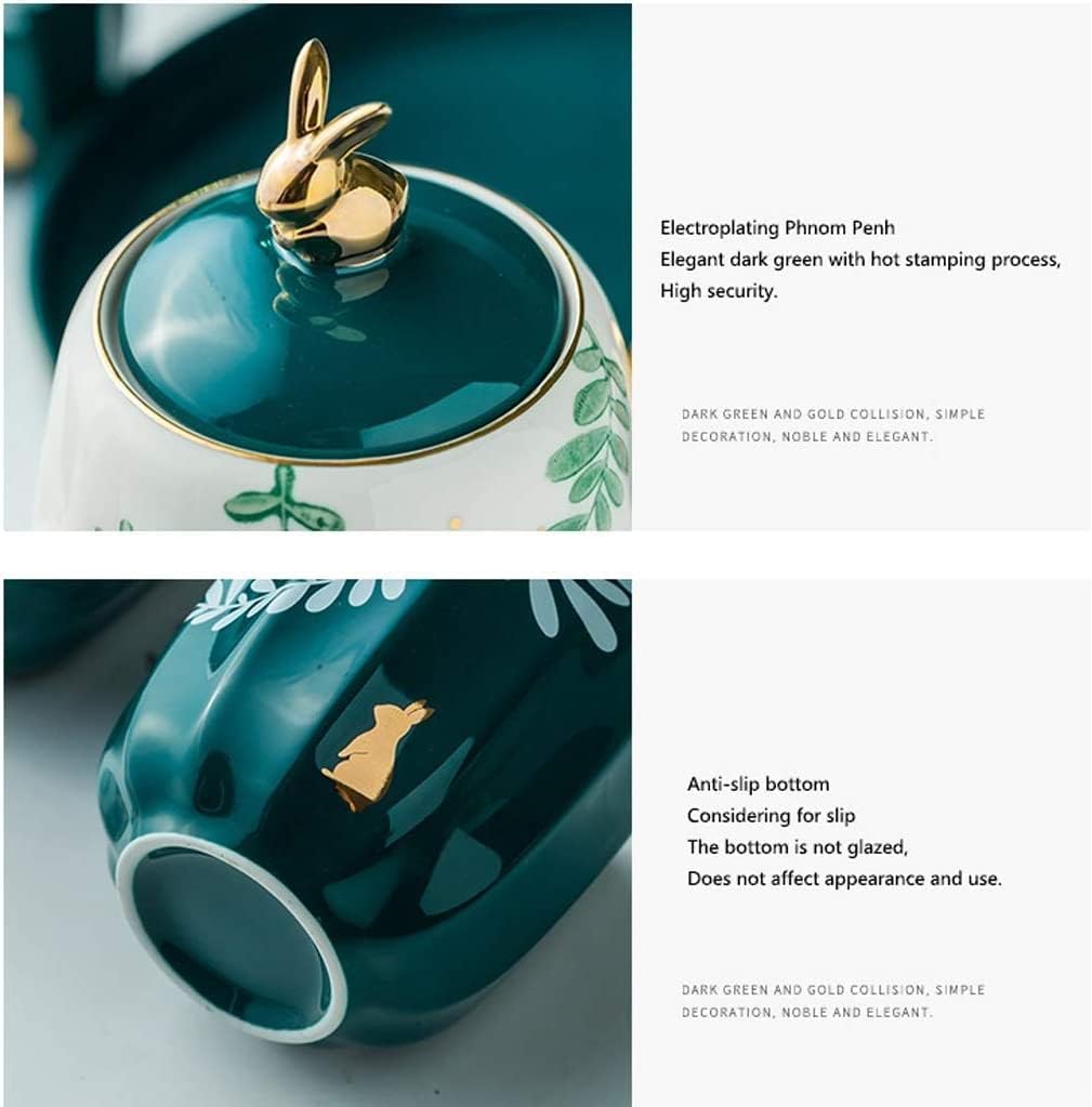 Tea Set Tea Cups Teapot Set 6-Piece Tea Set Ceramic Coffee Tea Sets Green Cup Pot Tray Water Decoration Household Kitchen Supplies Teacup Set Tea Cup Set Tea Pot Set Coff,Green-6pcs