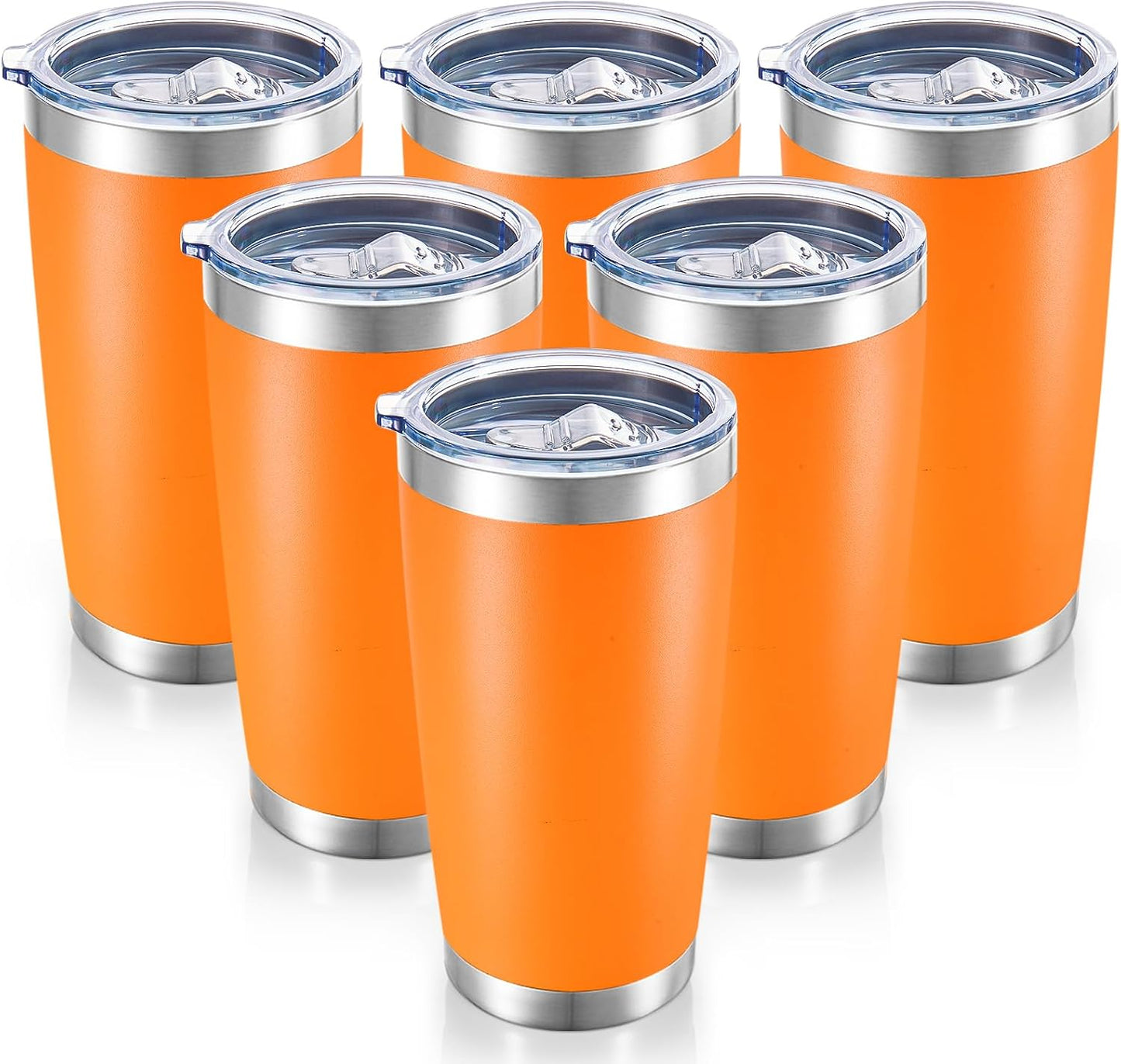 20  Tumblers Bulk Stainless Steel Tumbler with Lid Double Wall Vacuum Insulated Coffee Mug 20oz Powder Coated Cup for Hot and Cold Drinks, Black, 12 pack