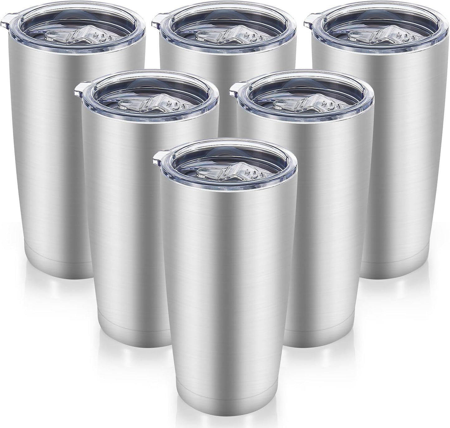 20  Tumblers Bulk Stainless Steel Tumbler with Lid Double Wall Vacuum Insulated Coffee Mug 20oz Powder Coated Cup for Hot and Cold Drinks, Black, 12 pack