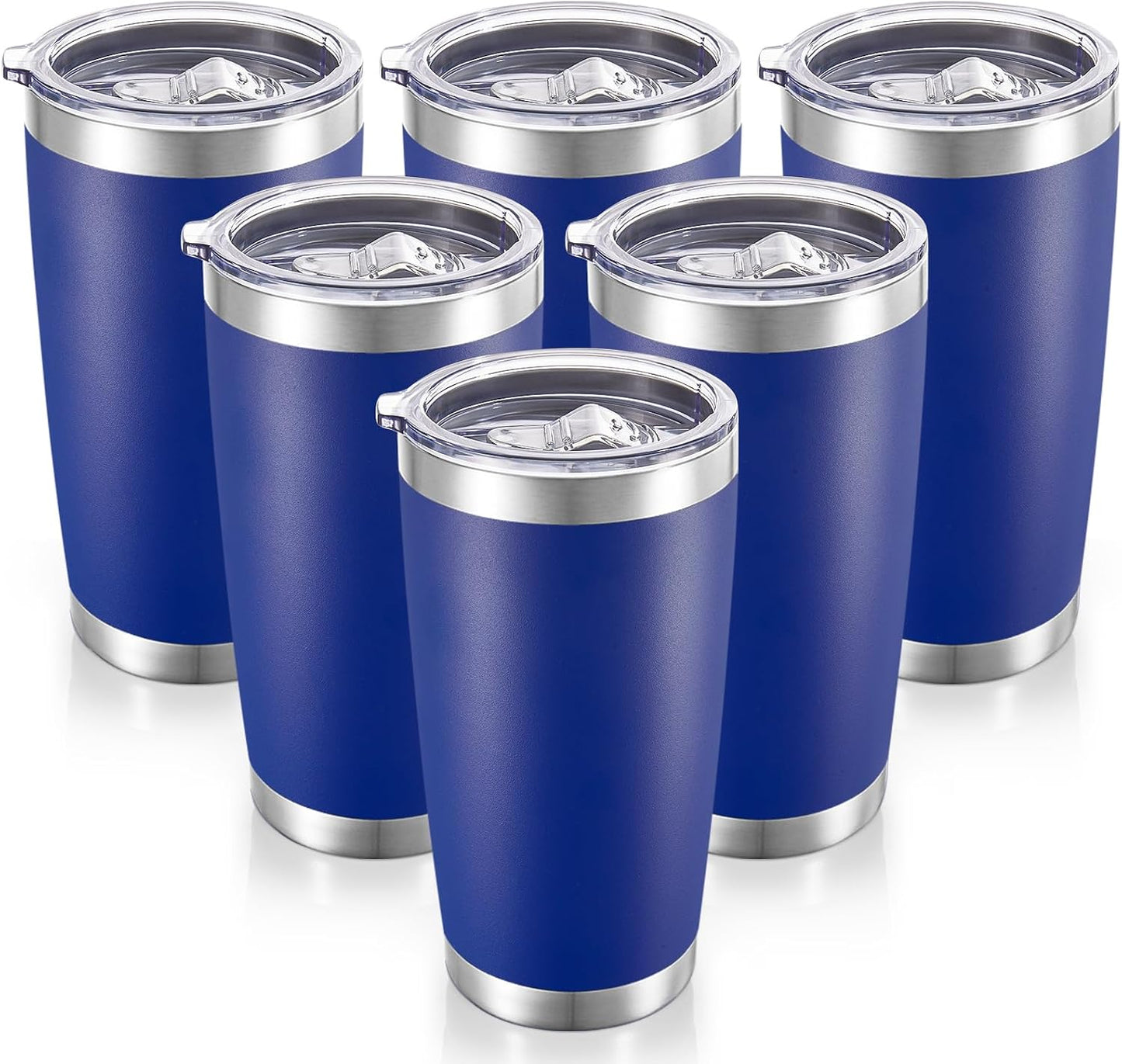 20  Tumblers Bulk Stainless Steel Tumbler with Lid Double Wall Vacuum Insulated Coffee Mug 20oz Powder Coated Cup for Hot and Cold Drinks, Black, 12 pack