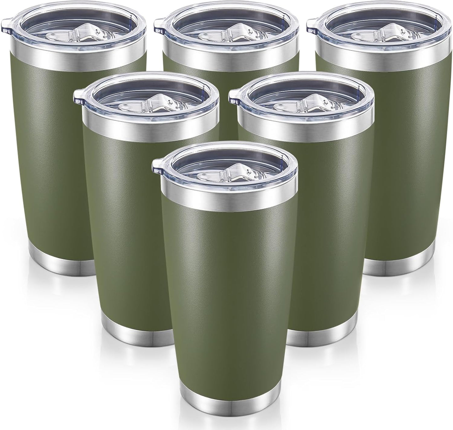 20  Tumblers Bulk Stainless Steel Tumbler with Lid Double Wall Vacuum Insulated Coffee Mug 20oz Powder Coated Cup for Hot and Cold Drinks, Black, 12 pack