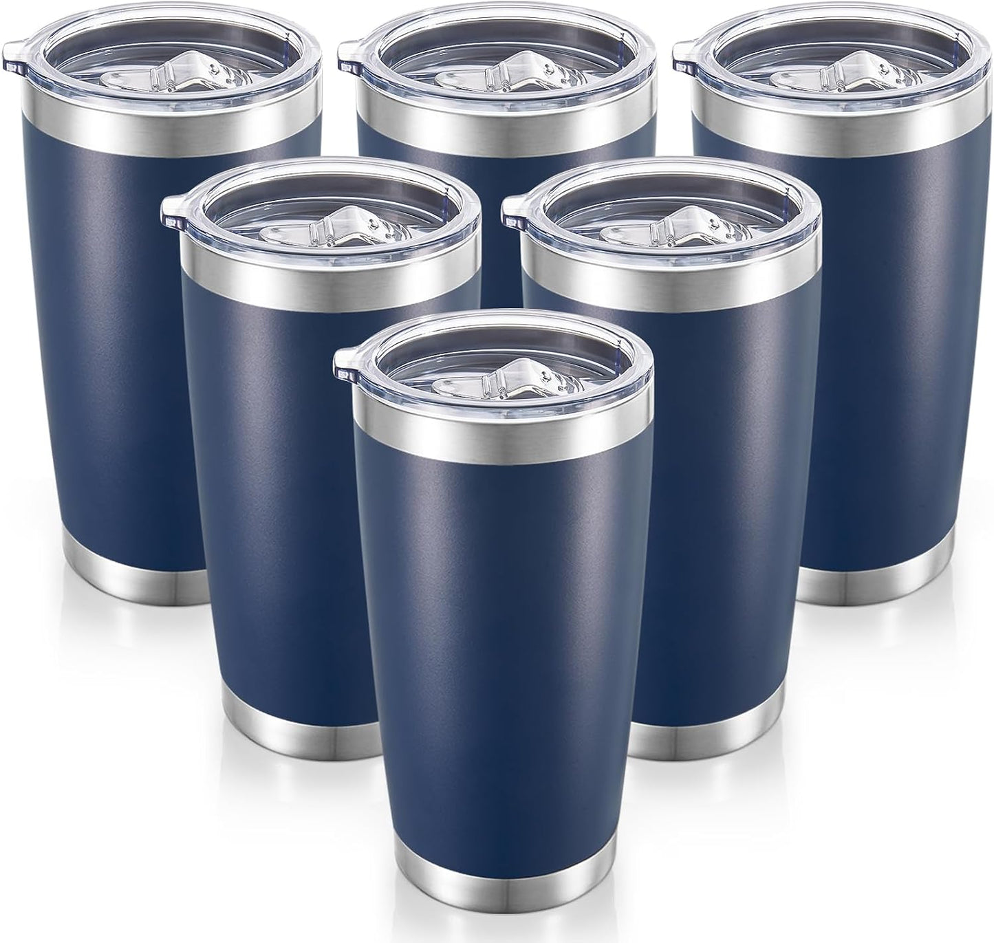 20  Tumblers Bulk Stainless Steel Tumbler with Lid Double Wall Vacuum Insulated Coffee Mug 20oz Powder Coated Cup for Hot and Cold Drinks, Black, 12 pack