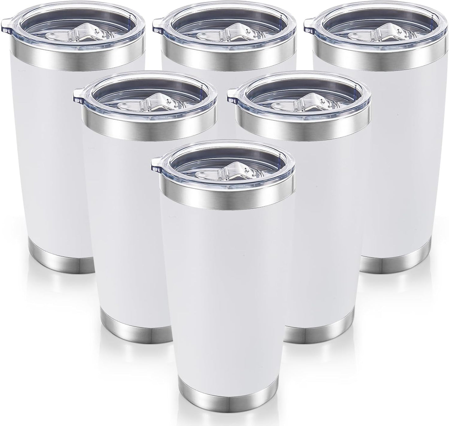 20  Tumblers Bulk Stainless Steel Tumbler with Lid Double Wall Vacuum Insulated Coffee Mug 20oz Powder Coated Cup for Hot and Cold Drinks, Black, 12 pack