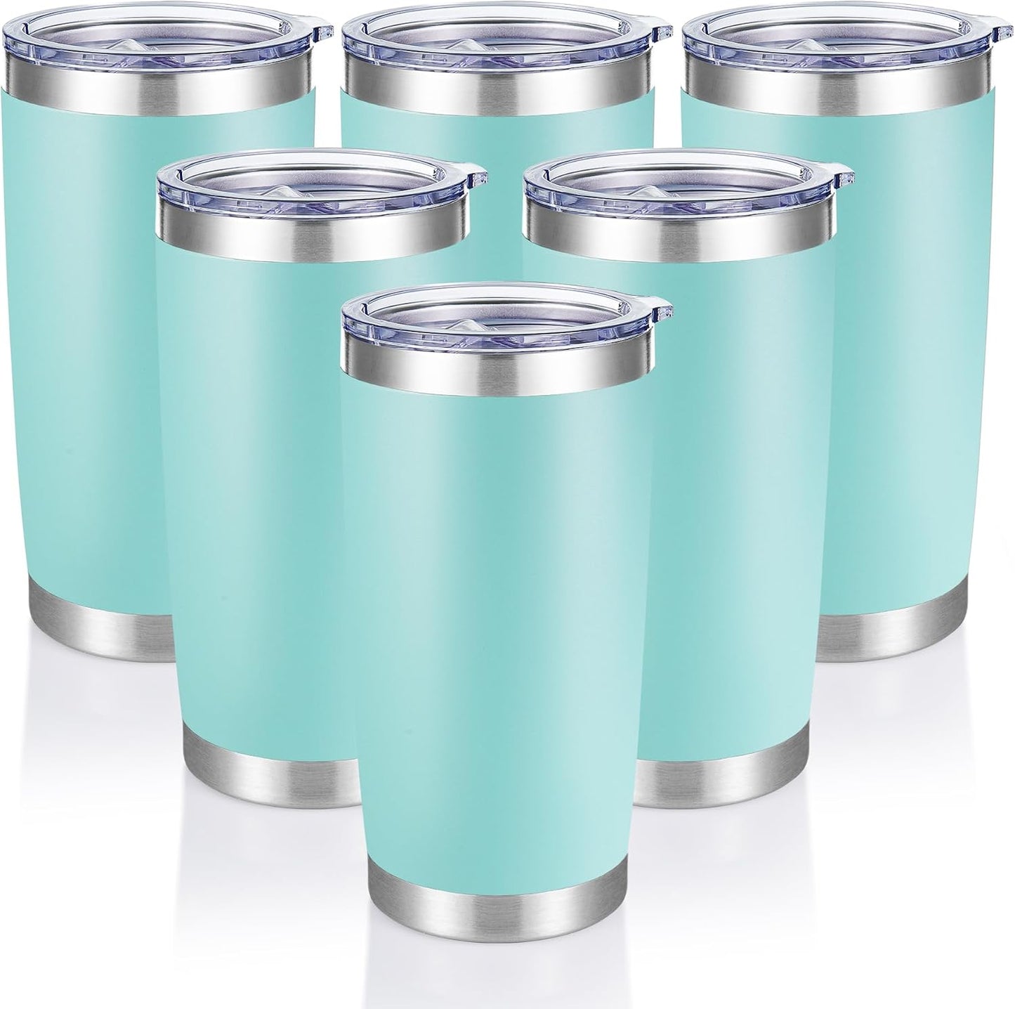 20  Tumblers Bulk Stainless Steel Tumbler with Lid Double Wall Vacuum Insulated Coffee Mug 20oz Powder Coated Cup for Hot and Cold Drinks, Black, 12 pack