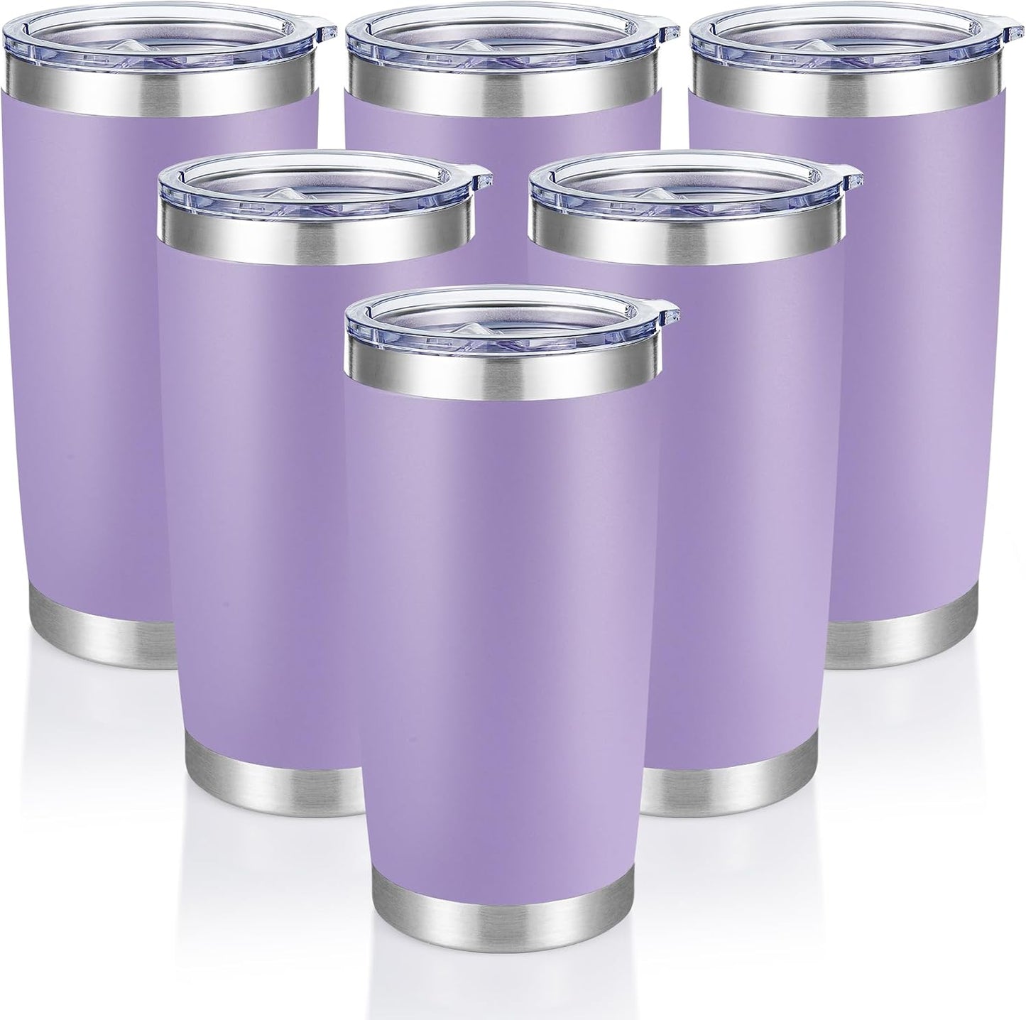 20  Tumblers Bulk Stainless Steel Tumbler with Lid Double Wall Vacuum Insulated Coffee Mug 20oz Powder Coated Cup for Hot and Cold Drinks, Black, 12 pack