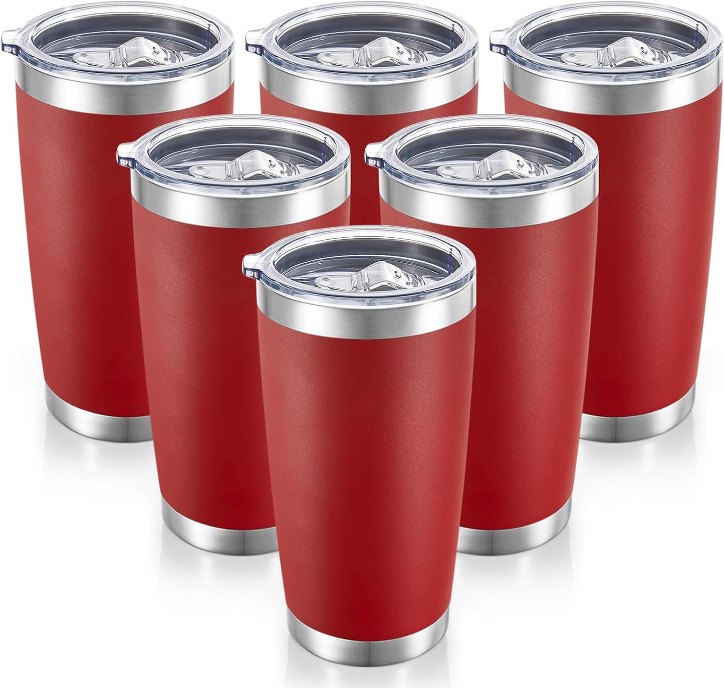 20  Tumblers Bulk Stainless Steel Tumbler with Lid Double Wall Vacuum Insulated Coffee Mug 20oz Powder Coated Cup for Hot and Cold Drinks, Black, 12 pack