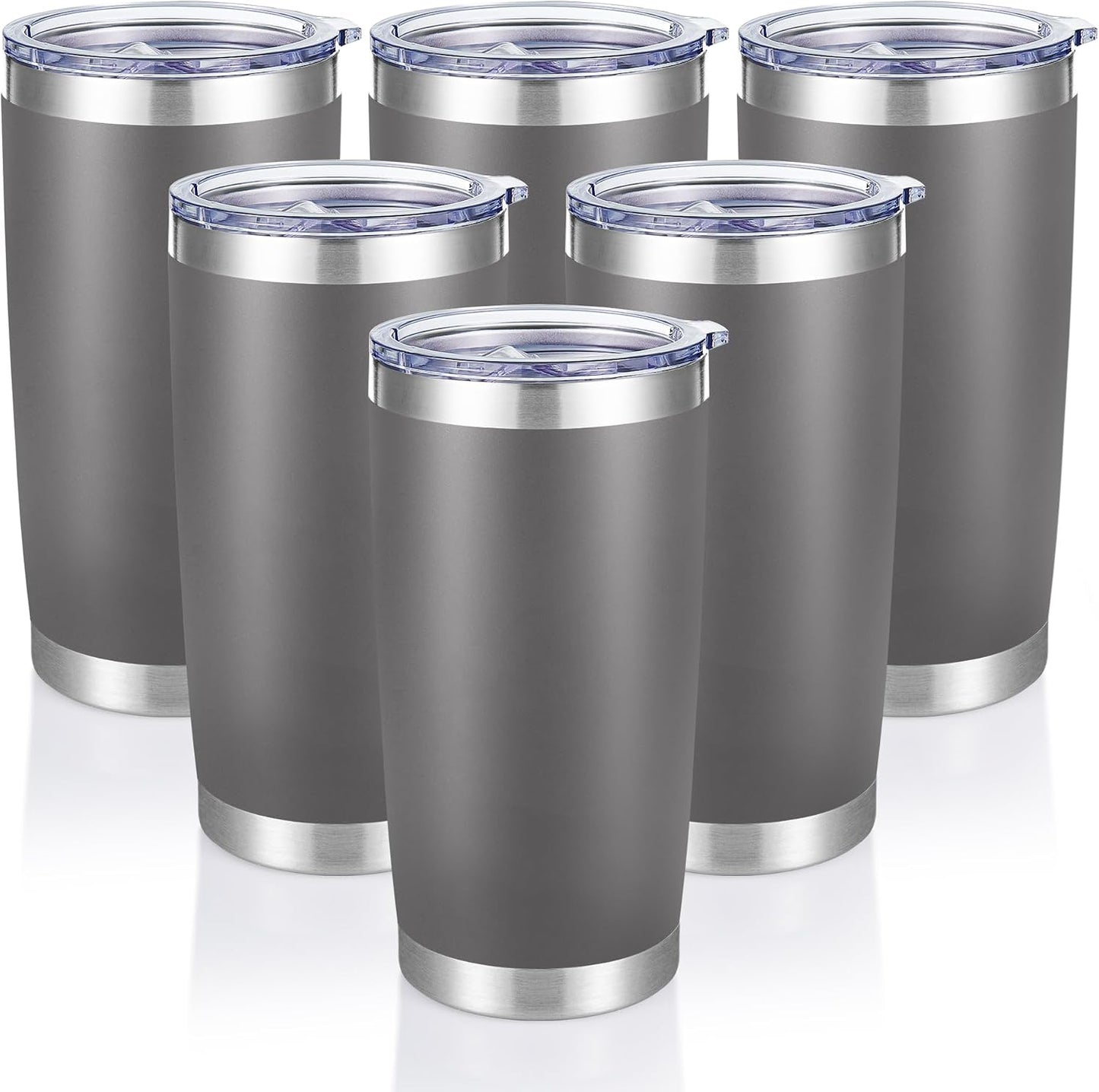20  Tumblers Bulk Stainless Steel Tumbler with Lid Double Wall Vacuum Insulated Coffee Mug 20oz Powder Coated Cup for Hot and Cold Drinks, Black, 12 pack