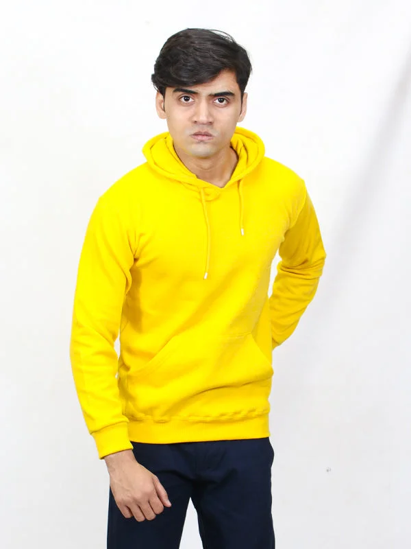 MM Unisex Plain Pullover Hoodie Yellow