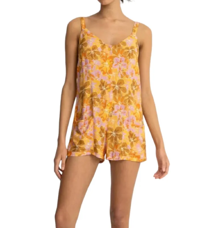 Mahana Floral Playsuit In Yellow