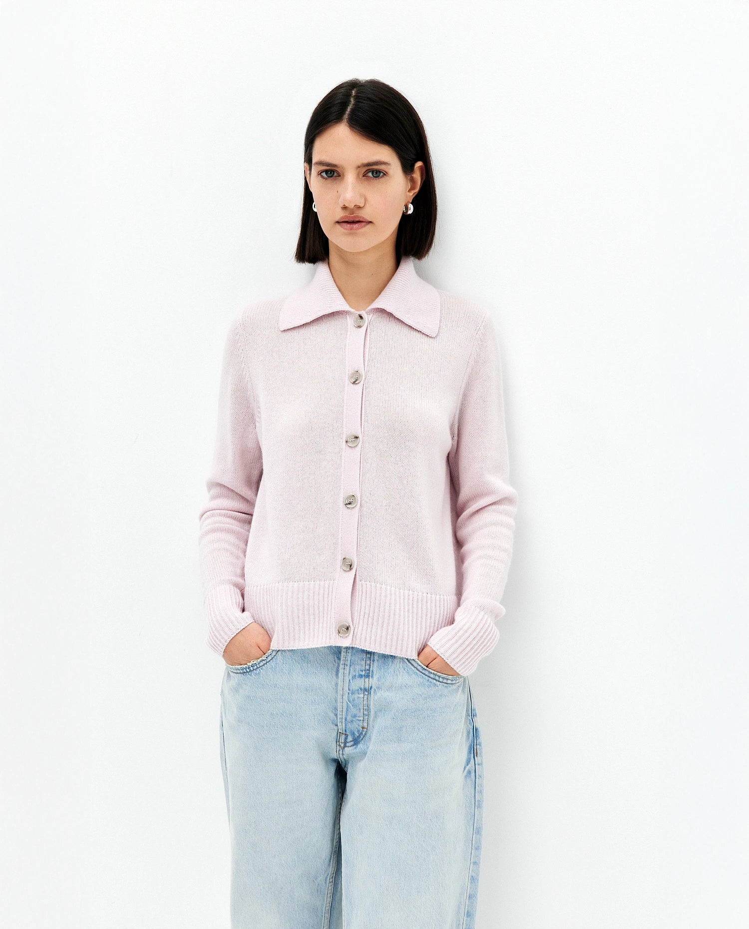 Cashmere Strickjacke in Rose - Lockerer Schnitt