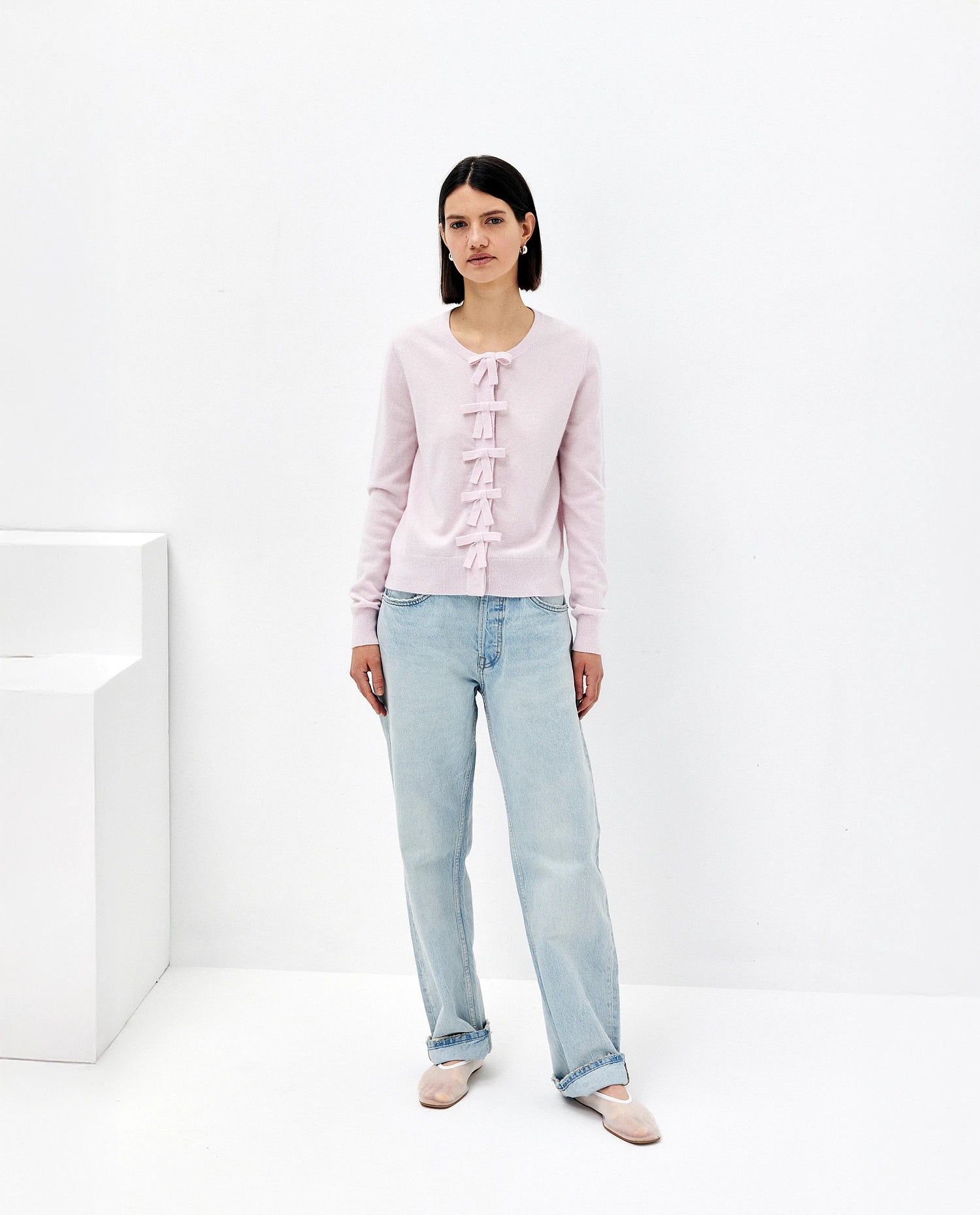 Cashmere Strickjacke in Rose - Gerade Passform