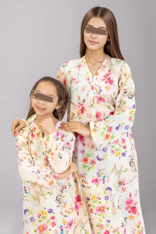 SAYA's Stitched Printed khaddar/Linen For Mom And Daughter