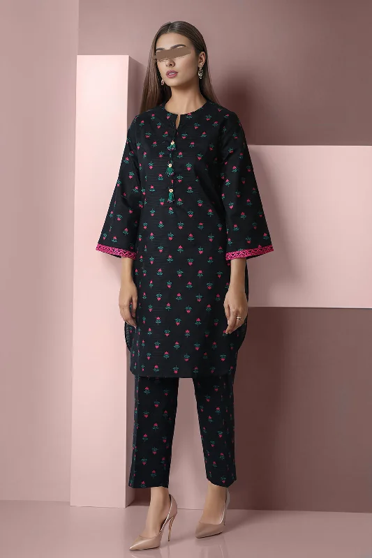 Printed Embroidered Cotton Dobby Stitched 2 Piece (Shirt/Trouser)