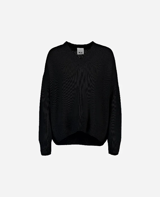 V-Pullover aus Cashmere in Schwarz