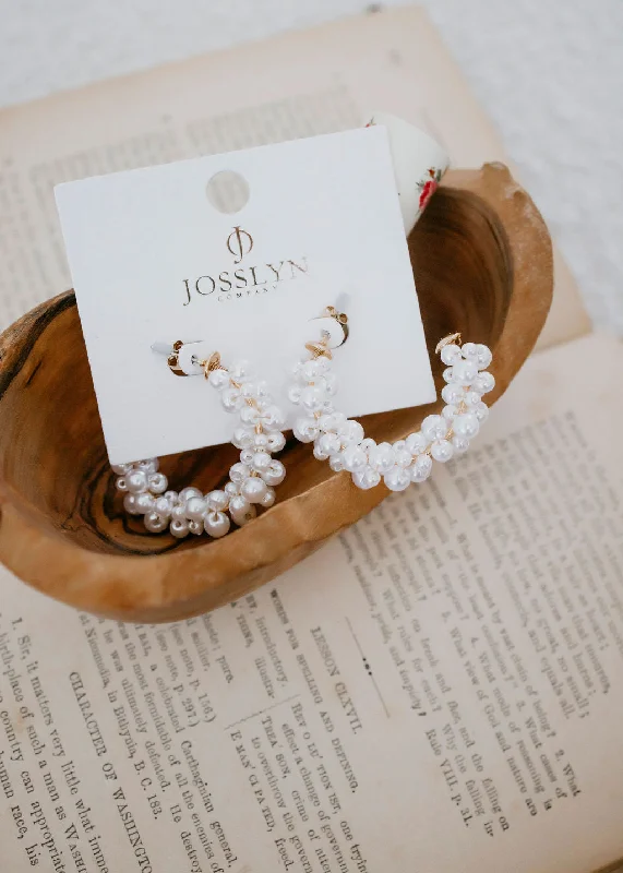 Pearl Beaded Hoop Earrings