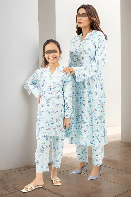 SAYA's Stitched Printed Viscose Twill For Mom And Daughter