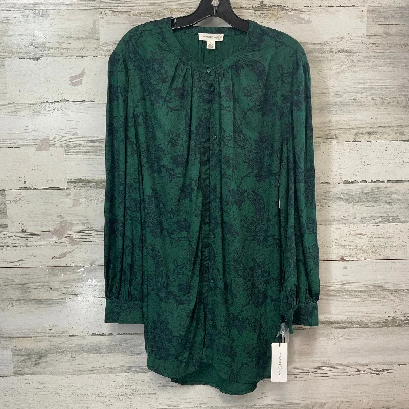 Blouse Long Sleeve By Treasure And Bond In Green, Size: L