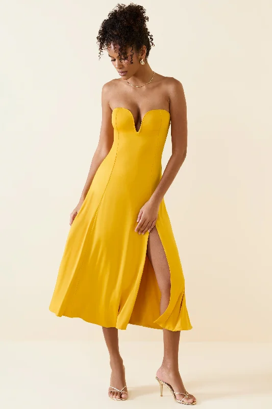 Bandeau Midaxi Dress in Golden Yellow