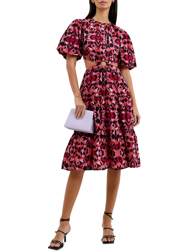 Felicity Womens Cut-Out Printed Midi Dress