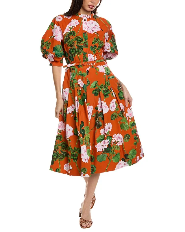 Oscar de la Renta Belted Midi Dress