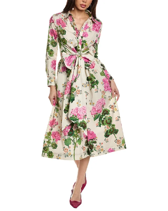 Oscar de la Renta Tie Front Midi Dress