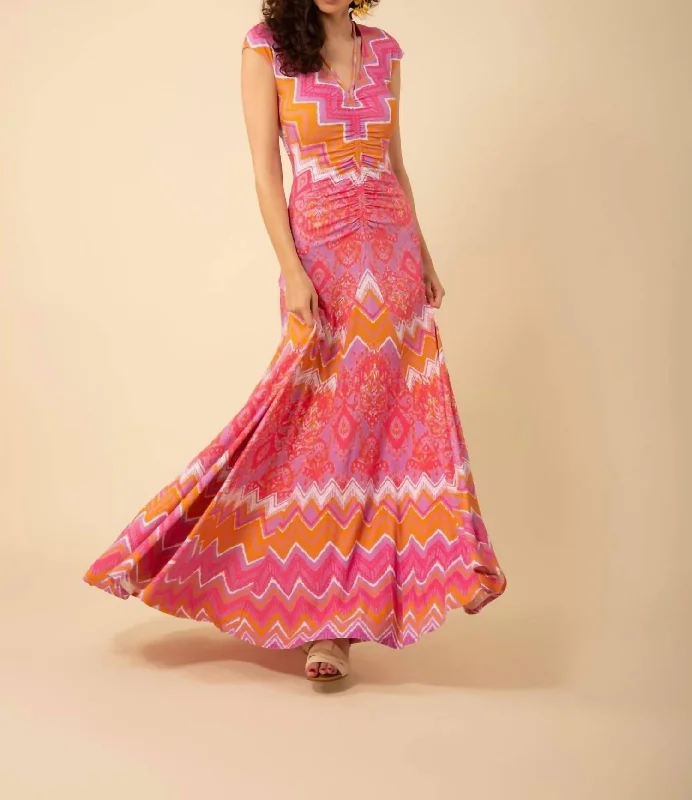 Angela Shirred Maxi In Pink