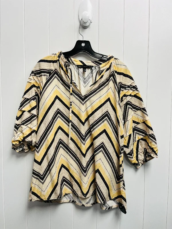 Black & Yellow Top Short Sleeve White House Black Market, Size 6