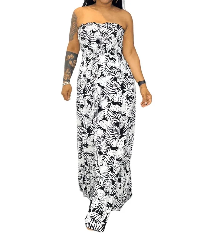 Blooming Beauty Maxi Dress In Black And White