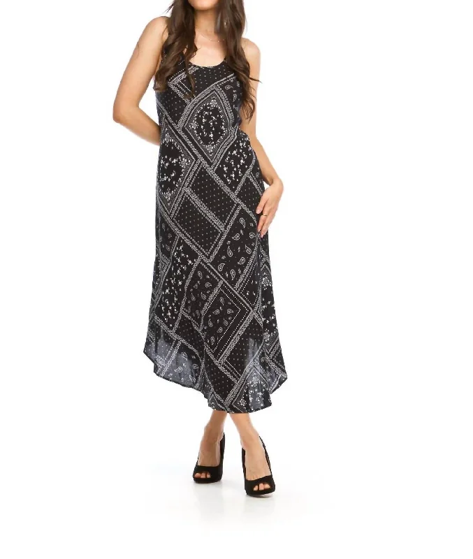 Brenna Bandana Print Maxi Dress In Black