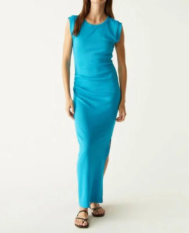 Calliope Extended Sleeve Maxi Dress In Corsica