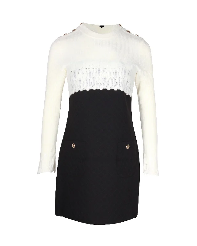 Chanel Colorblock Mini Dress in Black Wool