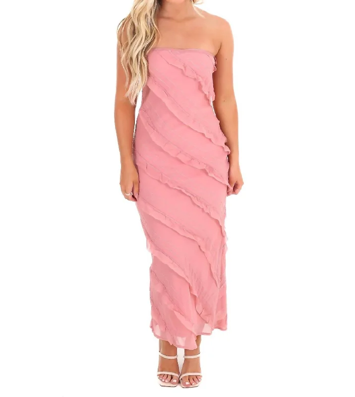 Cherish Me Ruffle Maxi Dress In Pink