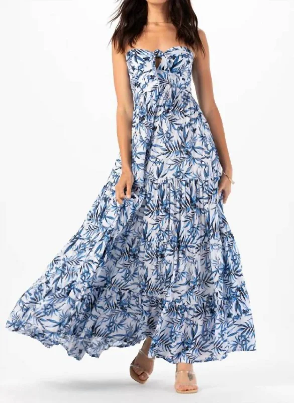 Gardenia Maxi Dress In Huahine Royal Blue Print