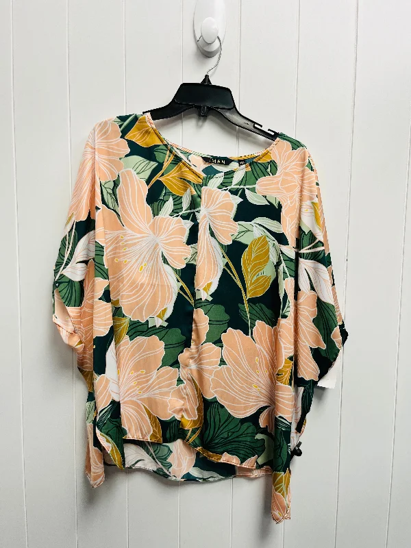 Green & Orange Top Short Sleeve Iman Hsn, Size S