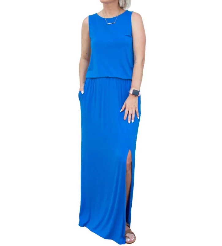 Loose Fit Maxi Dress In Slate Blue