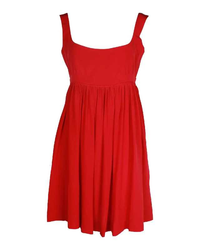 Miu Miu Sleeveless Mini Dress in Red Silk