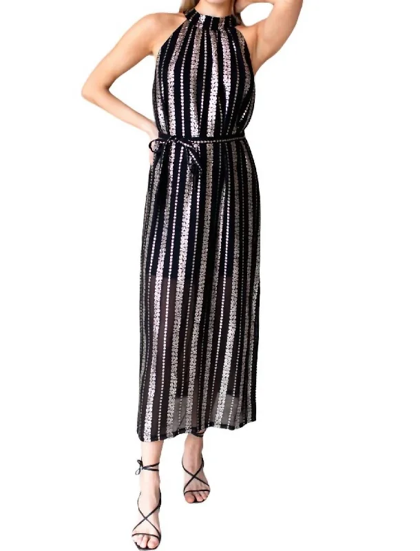 Pandora Maxi Dress In Black Lurex