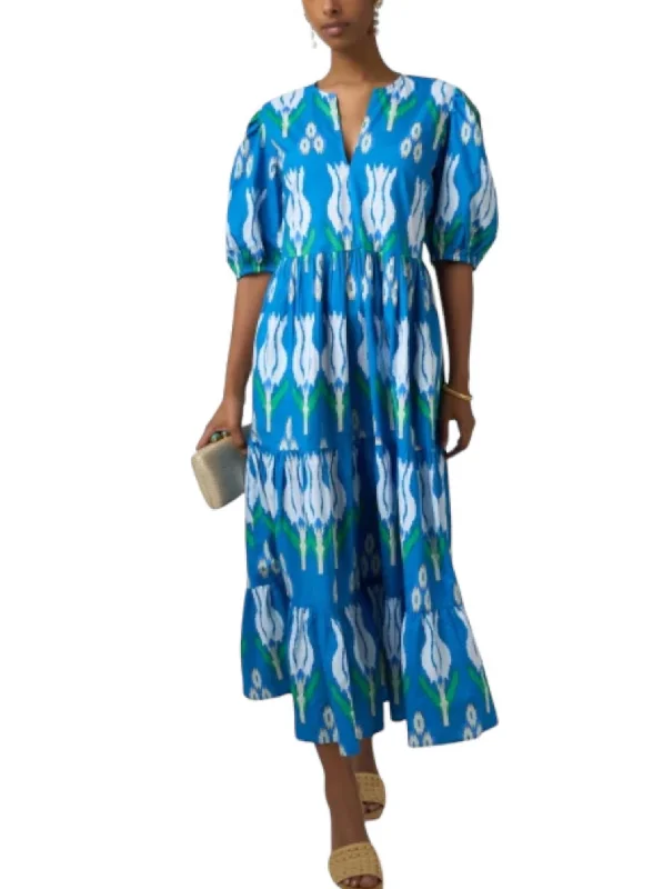 Puff Sleeve Maxi Dress In Sumba