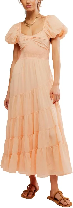 Short Sleeve Sundrenched Maxi In Apricot