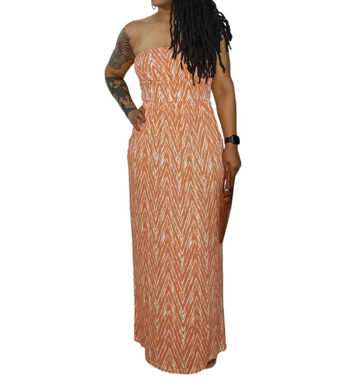 Strapless Maxi Dress In Coral