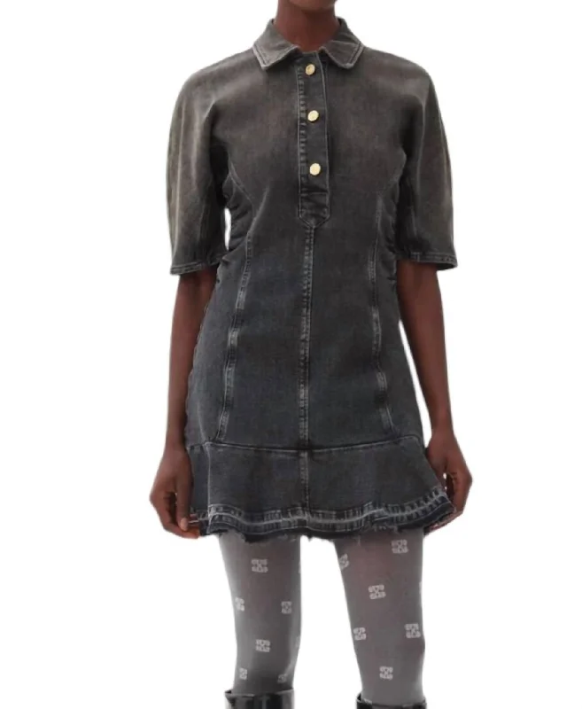 Tint Edge Denim Mini Dress In Washed Black