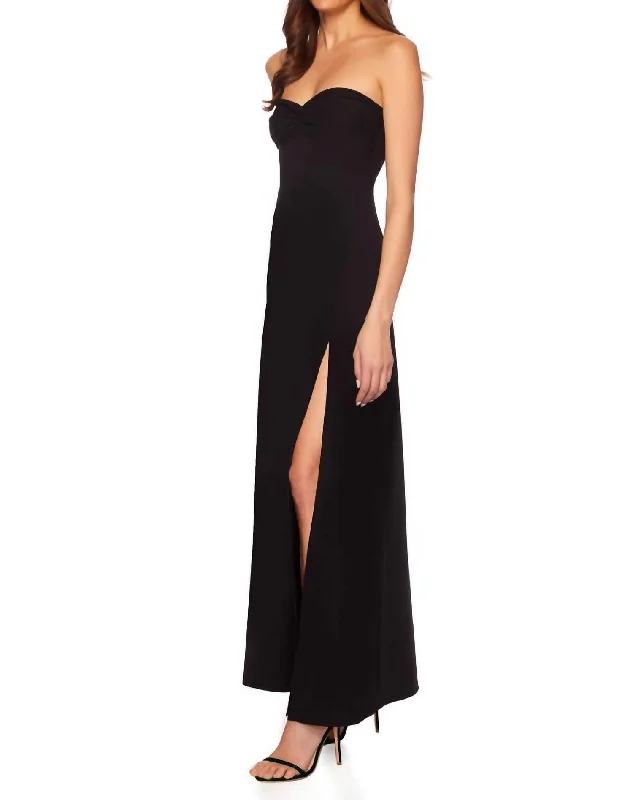 Tiwst Front Maxi Dress In Black