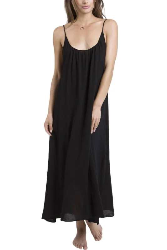 Tulum Cotton Gauze Maxi Dress In Black