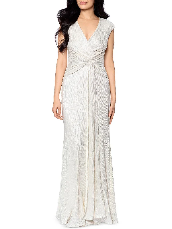 Womens Metallic Maxi Evening Dress