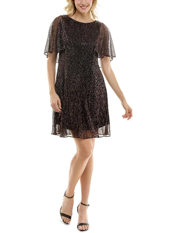 Womens Metallic Mini Shift Dress