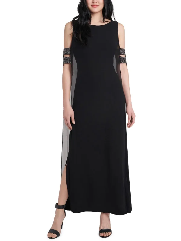 Womens Overlay Maxi Evening Dress