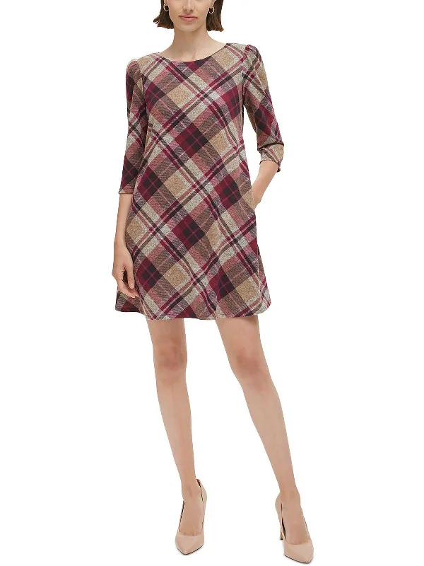 Womens Plaid Work day wear Mini Dress