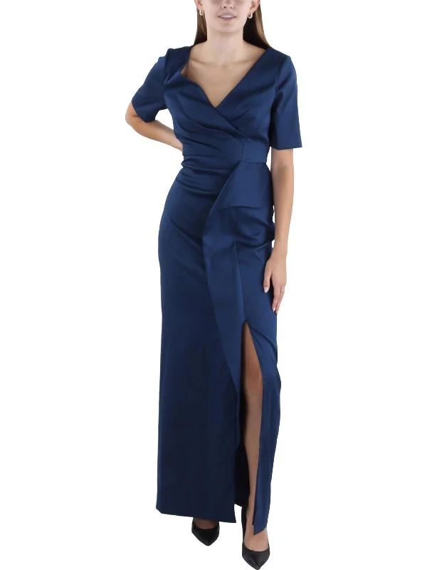 Womens Surplice Maxi Evening Dress